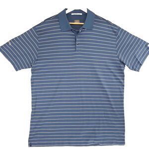 Y2K Nike Tiger Woods Golf Polo Shirt‎ Mens XL Blue Striped Performance Hong Kong